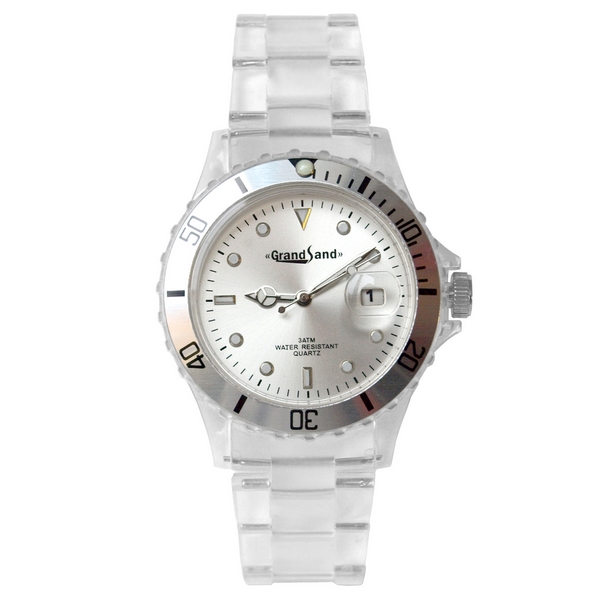 Transparent klocka: Crystalized Silver